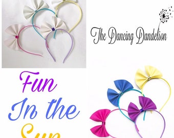 UV Color Changing Headband: Faux Leather Bow, Sunlight Activated