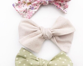 Spring Hand tied set// Baby Headband// Bow Ser