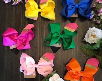 Pencil Bow, Back to School Alligator Clip
