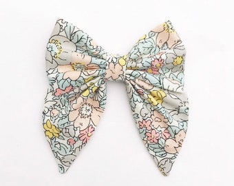 Floral Liberty Bow, Pastel Spring Hair Bow, 3in