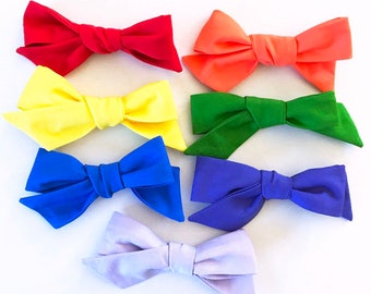 Rainbow Hair Bow Set - Hand Tied 4.5" ROYGBIV Bows