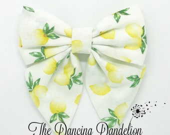 Lemon sailor bow // hair bow // headband