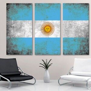 Argentina Flag Canvas Print Wall Art Grunge Effect - Argentina country flag Giclee for home decor, office decor & interior design
