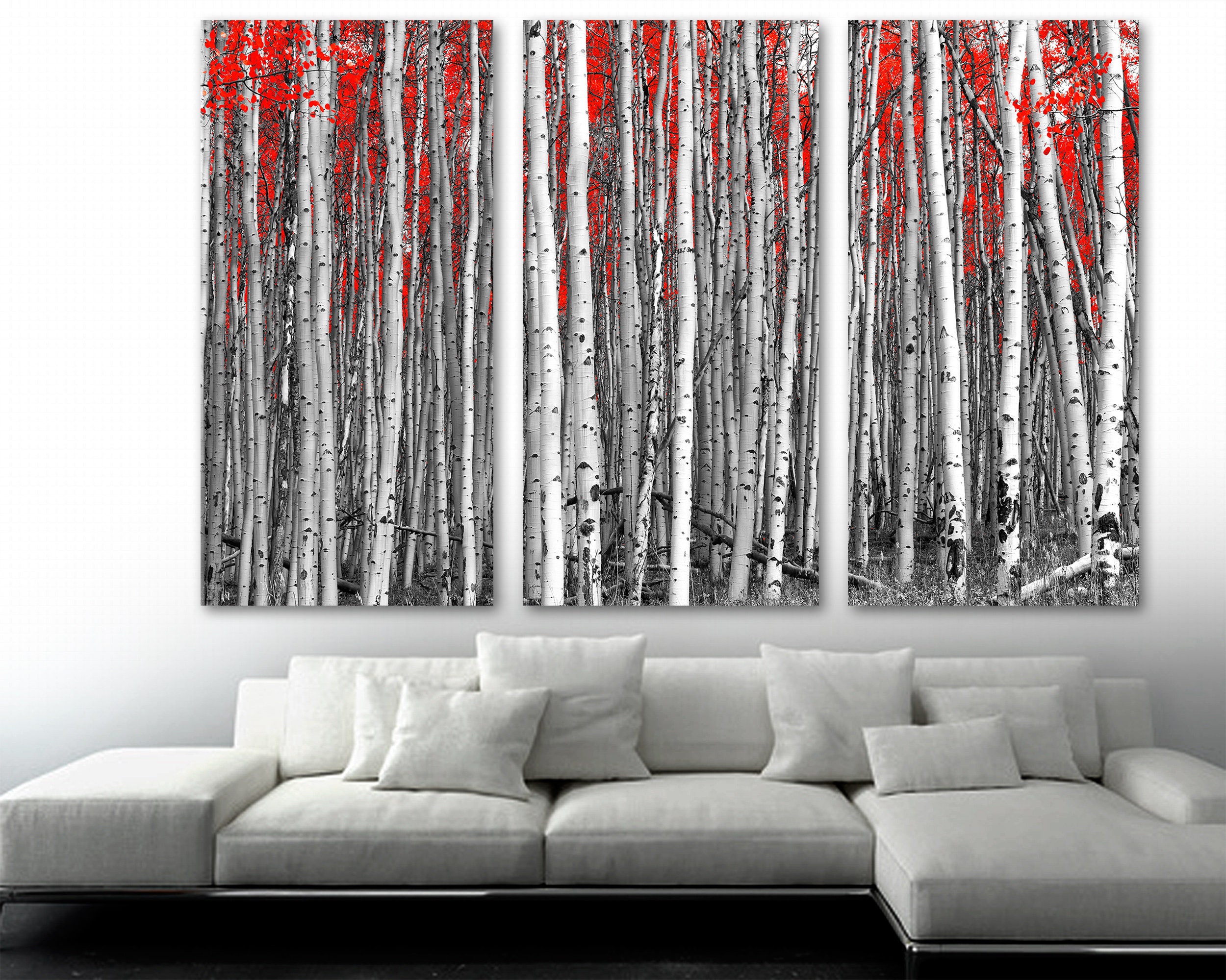 Red Forest Print - Etsy
