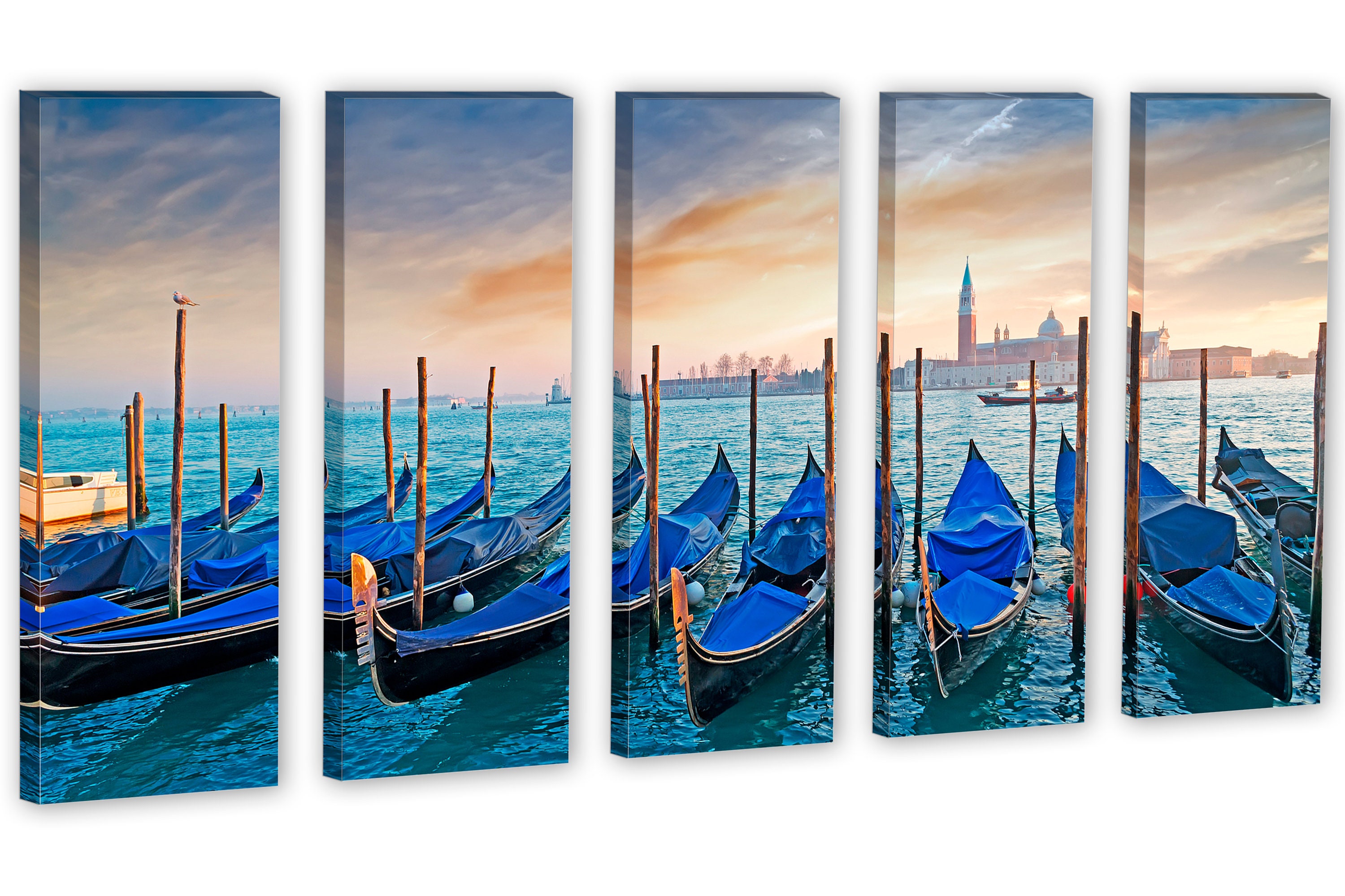 Gondolas at dusk at Venice Seacoast 4 Piece Split Canvas | Etsy