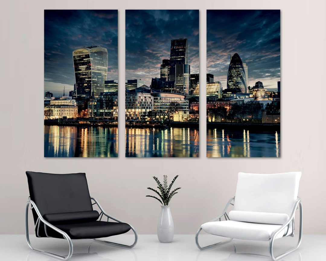 London Skyline Wall Art Canvas Print. Dramatic Skies London England