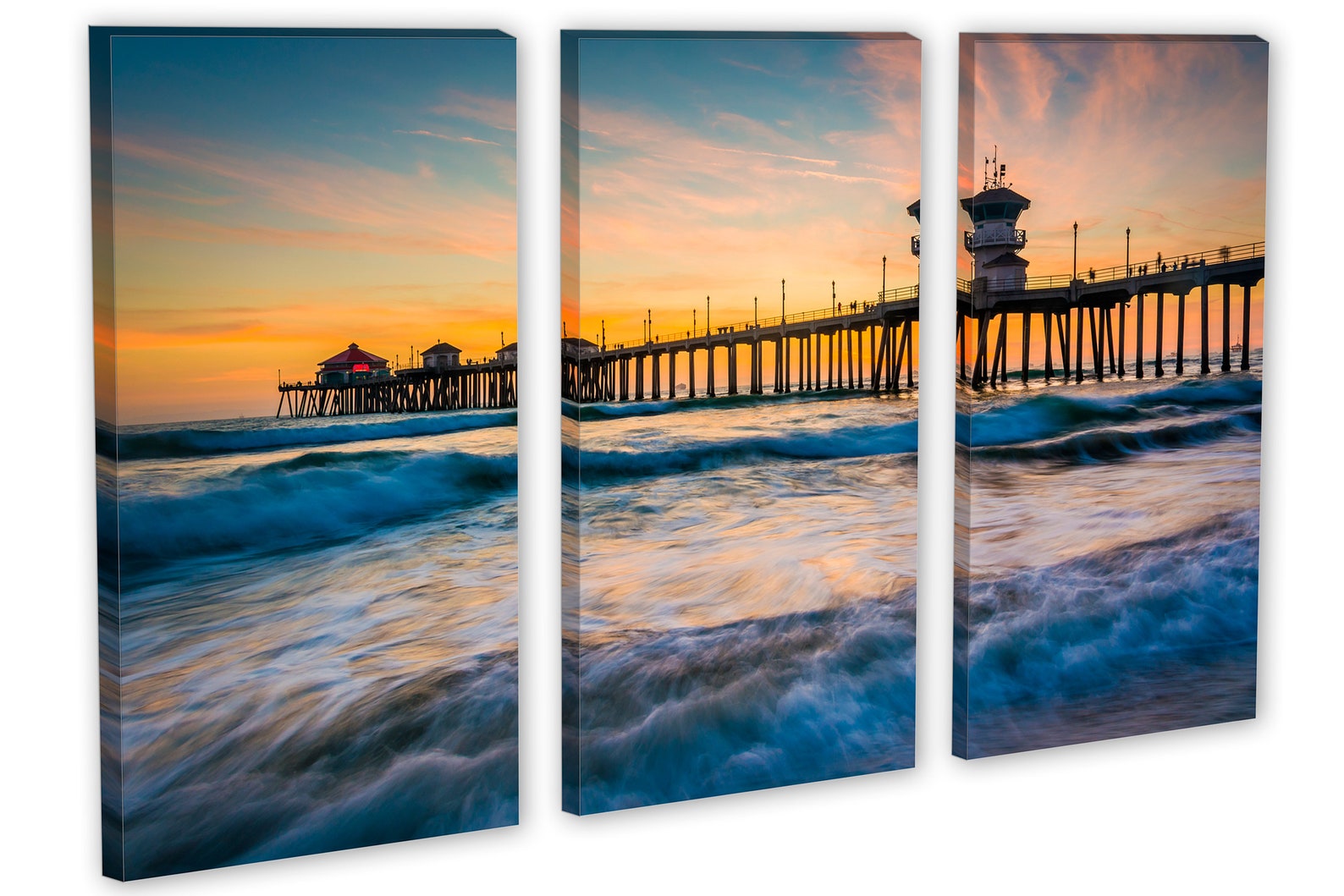 Huntington Beach Docks Canvas Print Wall Art Pacific Ocean Etsy