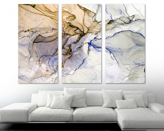 Beige Marble Wall Art Canvas Print, Abstract Marble Print Liquid