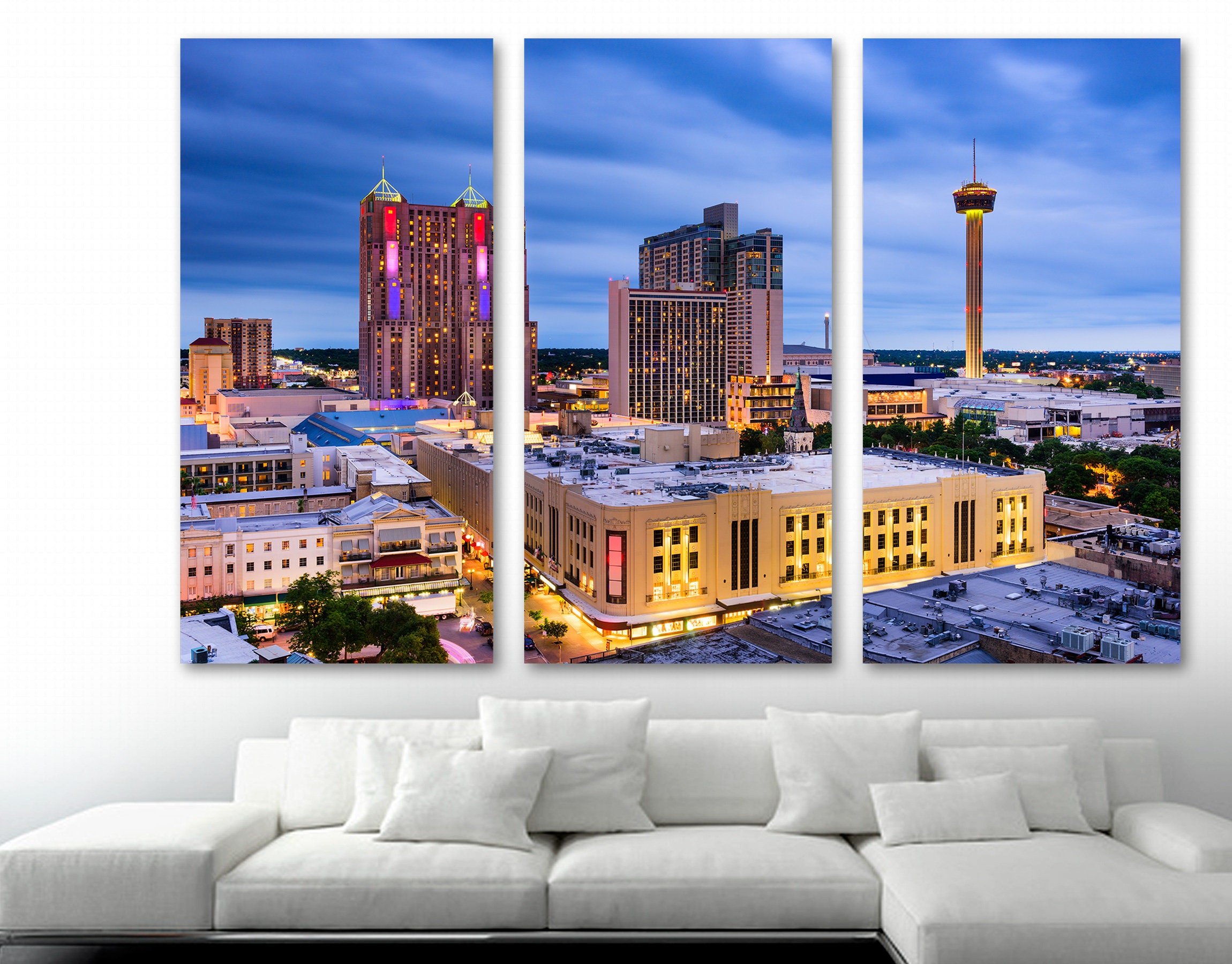 San Antonio Skyline Canvas Print Wall Art Texas USA Etsy