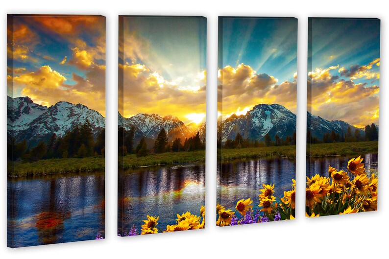 Grand Teton Mountains Canvas Print Large Wall Art Landscape. Etsy
