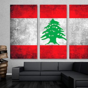 Lebanon Country Flag Grunge Canvas Print Wall Art - Lebanon Flag Art Giclee print for home decor, room decor, wall decor, interior design