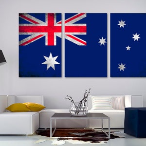 Australia Flag Canvas Print Wall Art Grunge Effect - Australia country flag Giclee print for home wall decor, interior design