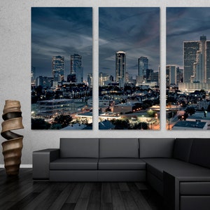 Fort Worth Texas Canvas Print Wall Art dramatic effect. Fort Worth Skyline, Fort Worth Wall Art Print - Giclee Home Office Decor, Wall Decor