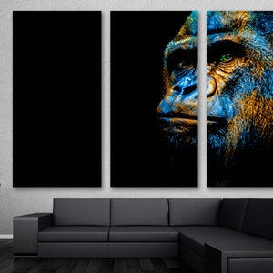 Watercolor Gorilla Canvas Print Wall Art. Animal Art, Gorilla Art, Wildlife Ape Canvas - Giclee home art decor, wall decor, interior design