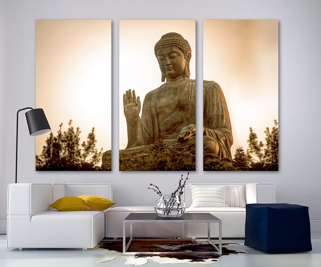 Giant Buddha Statue Canvas Wall Art for Zen Meditation Room & Spiritual ...