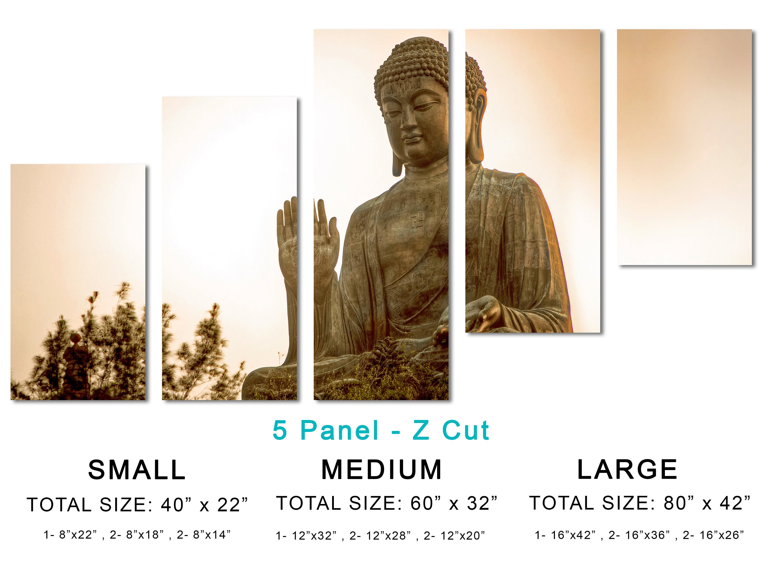 Giant Buddha Statue Canvas Wall Art for Zen Meditation Room & Spiritual ...