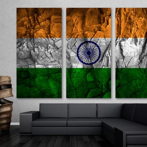 India Country Flag stone effect Canvas Print Wall Art - India Flag art Giclee Print for home decor room decor, wall decor, interior design