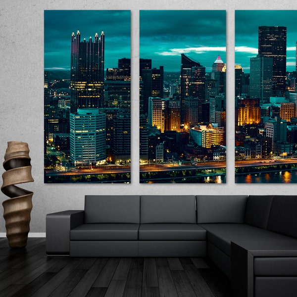 Pittsburgh Canvas Wall Art Etsy
