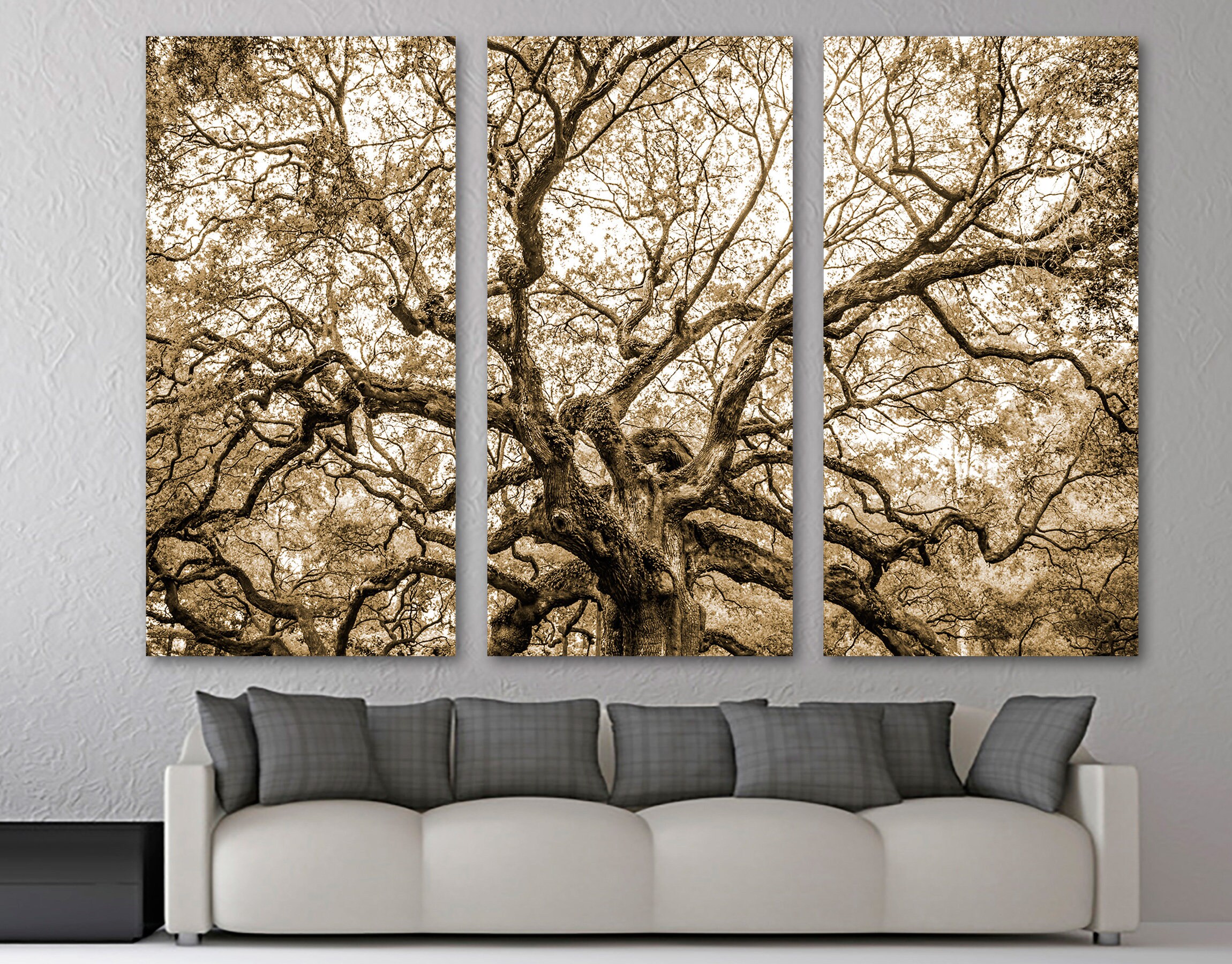 Angel Oak Tree Canvas Print Wall Art brown beige color Etsy