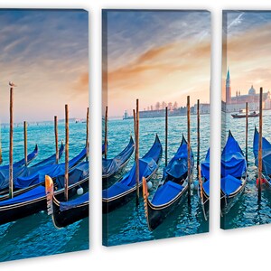 Gondolas at Dusk at Venice Seacoast 4 Piece Split Canvas Print Scenic ...