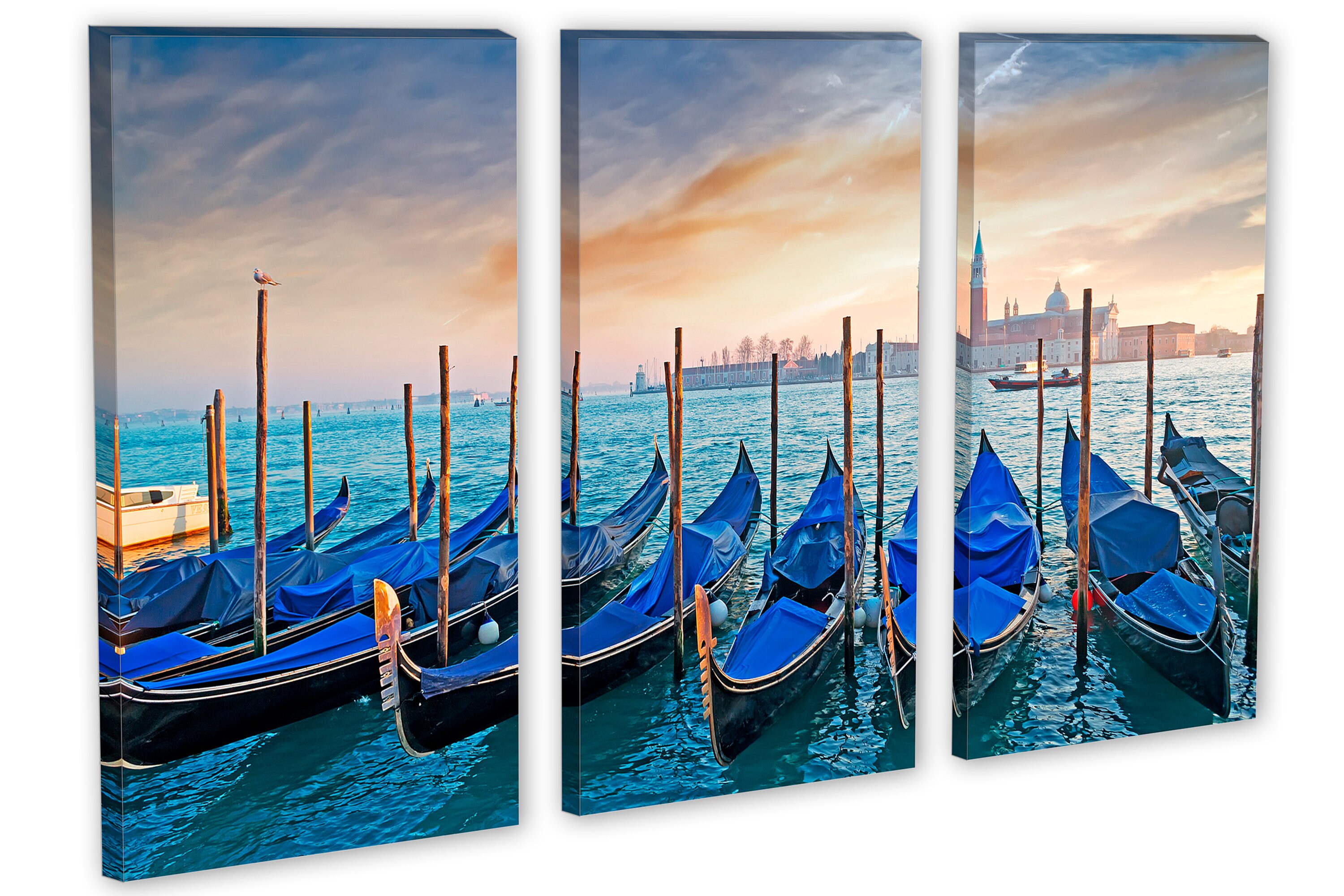 Gondolas at dusk at Venice Seacoast 4 Piece Split Canvas | Etsy