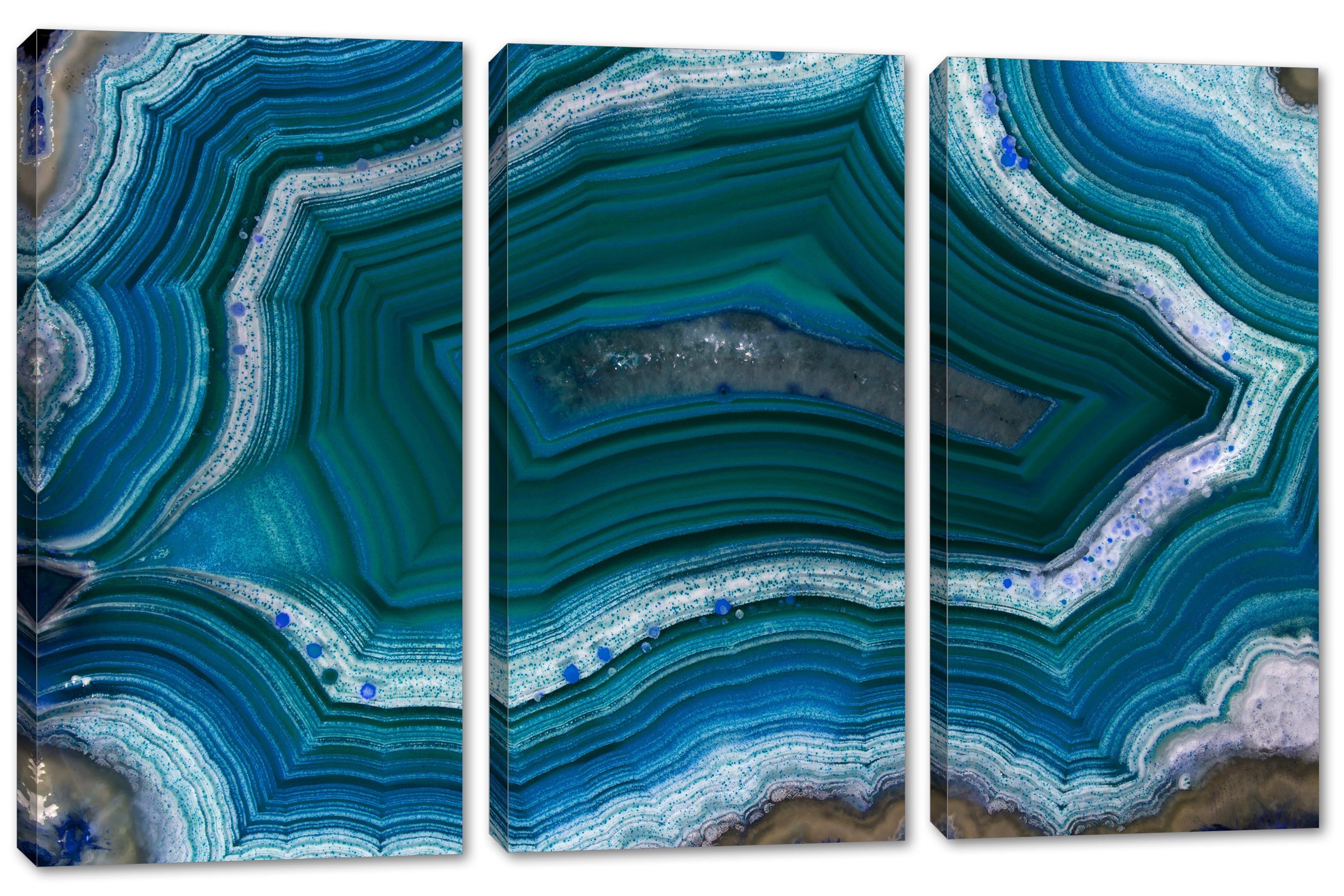 Agate Slice Wall Art Modern Canvas Print. Dark Teal Blue