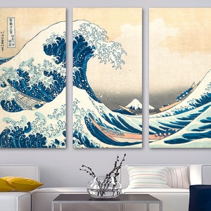 The Great Wave off Kanagawa Canvas Print Japanese Wall Art by Hokusai Katsushika. Large Historic classic art - Giclee Japanese Decor 4 Wall