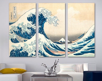 The Great Wave off Kanagawa Canvas Print Japanese Wall Art by Hokusai Katsushika. Large Historic classic art - Giclee Japanese Decor 4 Wall