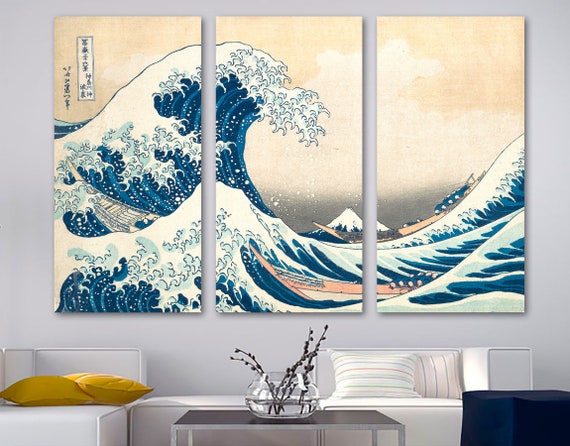 La gran ola de kanagawa Canvas Print. Arte clásico japonés de importancia histórica Decoración de arte para el hogar Giclee, decoración de paredes, diseño de interiores