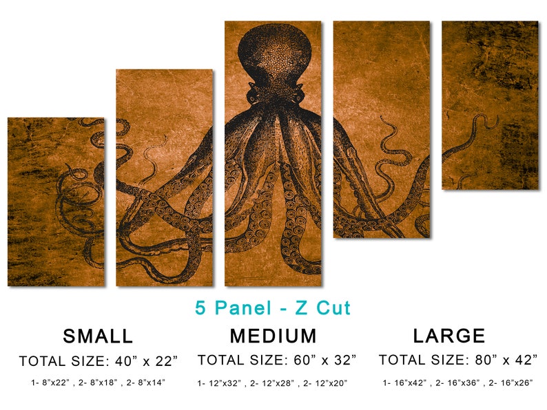 Lord Bodner Octopus Triptych Canvas Print Wall Art - Etsy