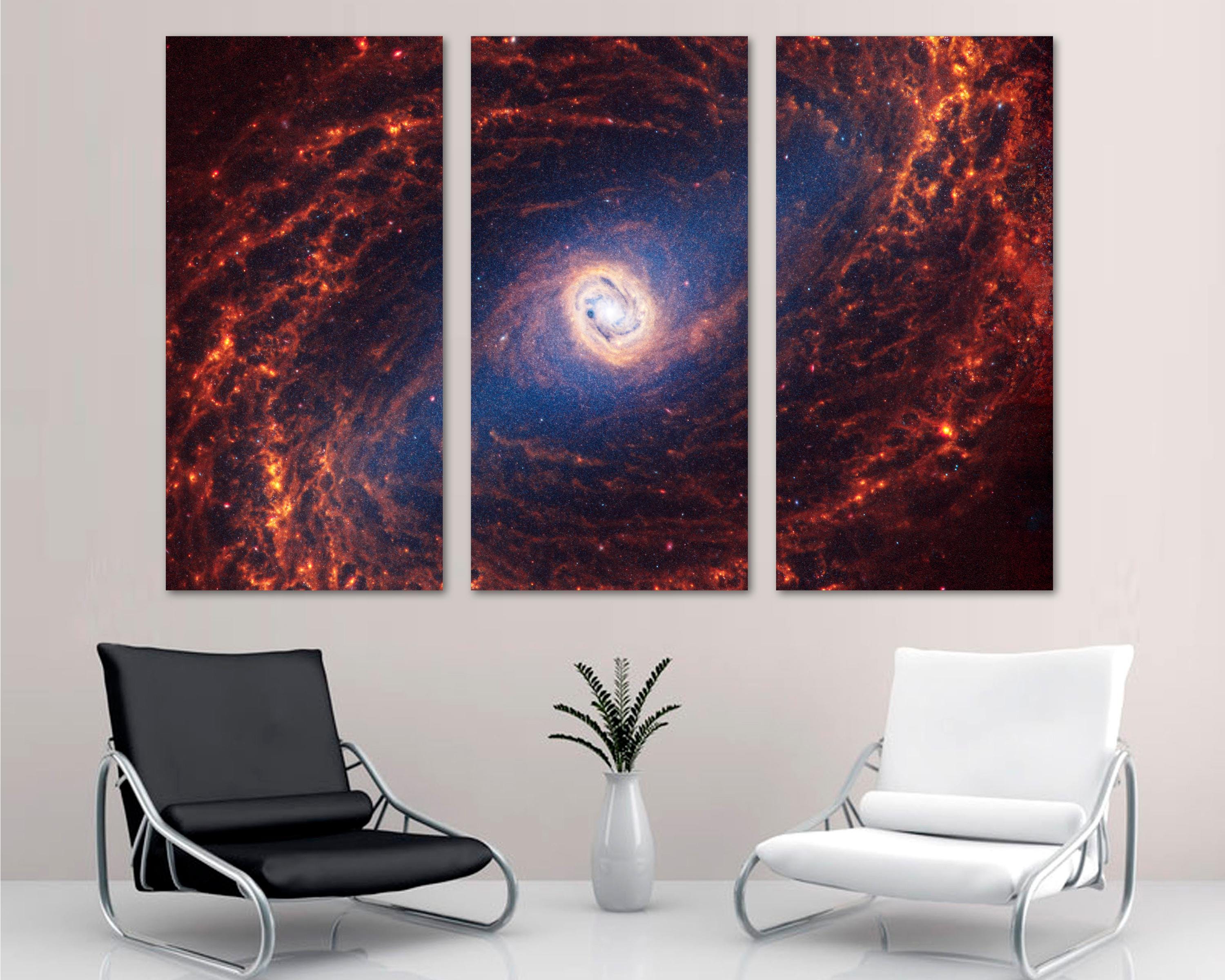 Spiral Galaxy NGC 1433 Canvas Wall Art Space Print by NASA's James Webb Space Telescope, JWST image to Giclee for Home decor, nursery decor