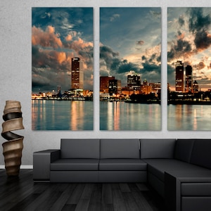 Milwaukee Canvas Print Wall Art. Milwaukee city dramatic skyline clouds, Milwaukee WI, Milwaukee City art print - Giclee office decor home