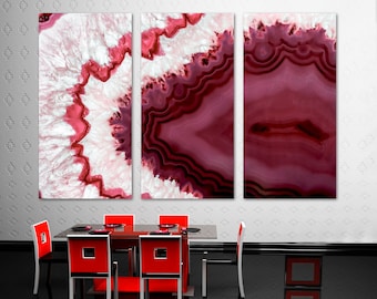 Dark Red Geode Canvas Print Wall Art. Brazilian geode slice, geode wall art, agate slice, agate decor -Giclee wall decor home office decor