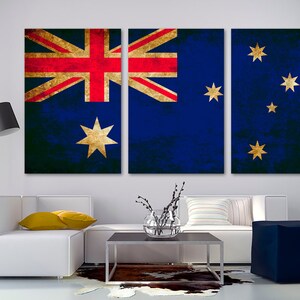 Australia Flag Canvas Print Wall Art Rustic Grunge Effect - Australia country flag Giclee print for home decor, interior design