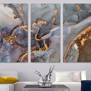 Marble Stone Canvas Print Wall Art Gray and Bronze. Stylish modern wall art stone marble decor art - Giclee print home office wall decor