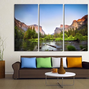 Gates to Valley Canvas Print Large Wall Art Landscape Yosemite National Park Mountains Triptych Giclee Home Office Wall Decor Bild 1