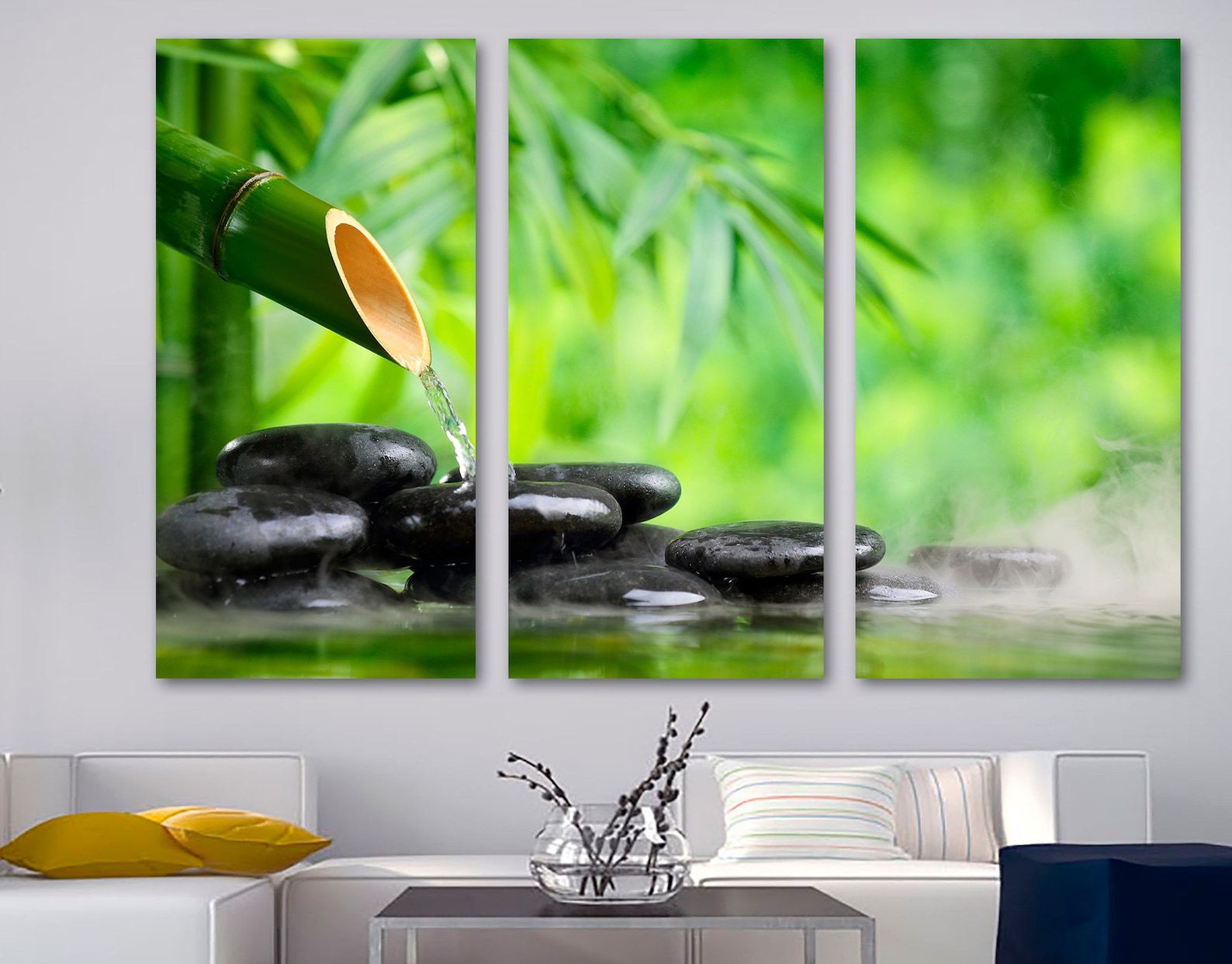 Zen Art, Spa Wall Art, Spa Stones Canvas Print Zen Wall Art Flowing ...