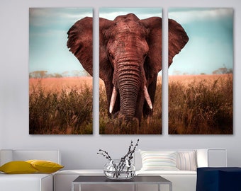 Watercolor Elephant Wall Art Canvas Print. Elephant Decor, Wildlife Art, Elephant Print - Giclee home art decor, wall decor, interior design