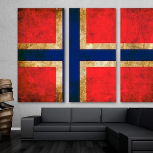 Norway Country Flag Rustic Grunge Canvas Print Wall Art - Norway Flag Giclee Print for home decor, room decor, wall decor, interior design