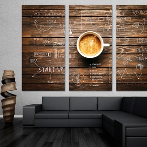 Cup of coffee Canvas Print Wall Art. Coffee Shop Decor, Coffee Wall Art, Brown table art print - Giclee Home Decor, Office Decor, Wall Decor