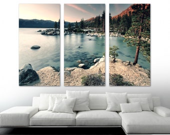 Lake Tahoe Sand Harbor Canvas Print Wall Art Landscape dramatic effect. Lake Tahoe Print, California Art - Giclee for home office wall decor