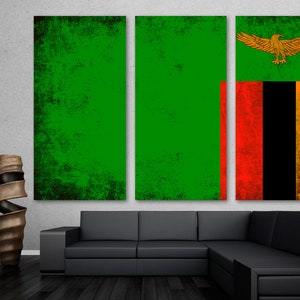 Zambia Country Flag Grunge Canvas Print Wall Art - Flag Art Giclee Print for home decor, wall decor, interior design