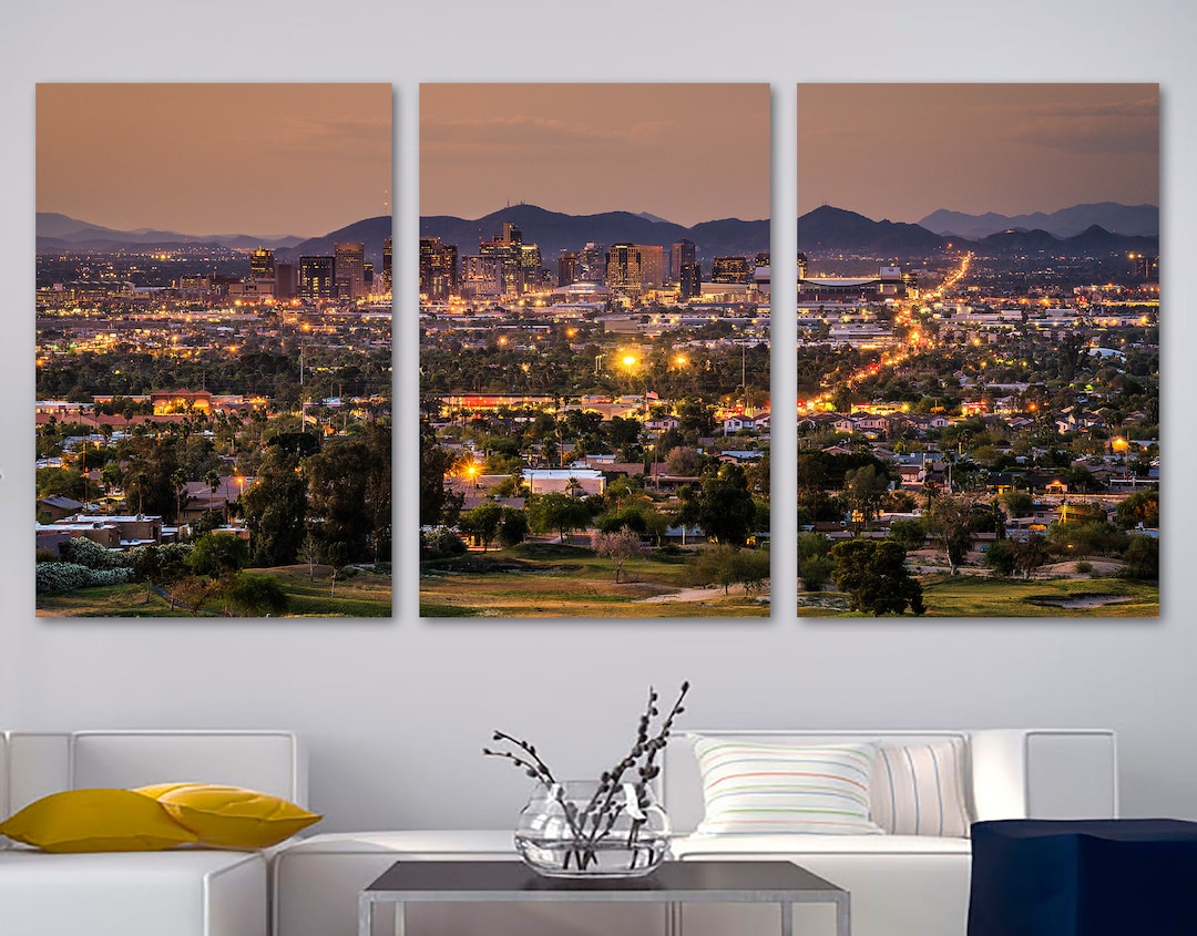 Phoenix Arizona Sunset Skyline Wall Art Canvas Print Phoenix Canvas