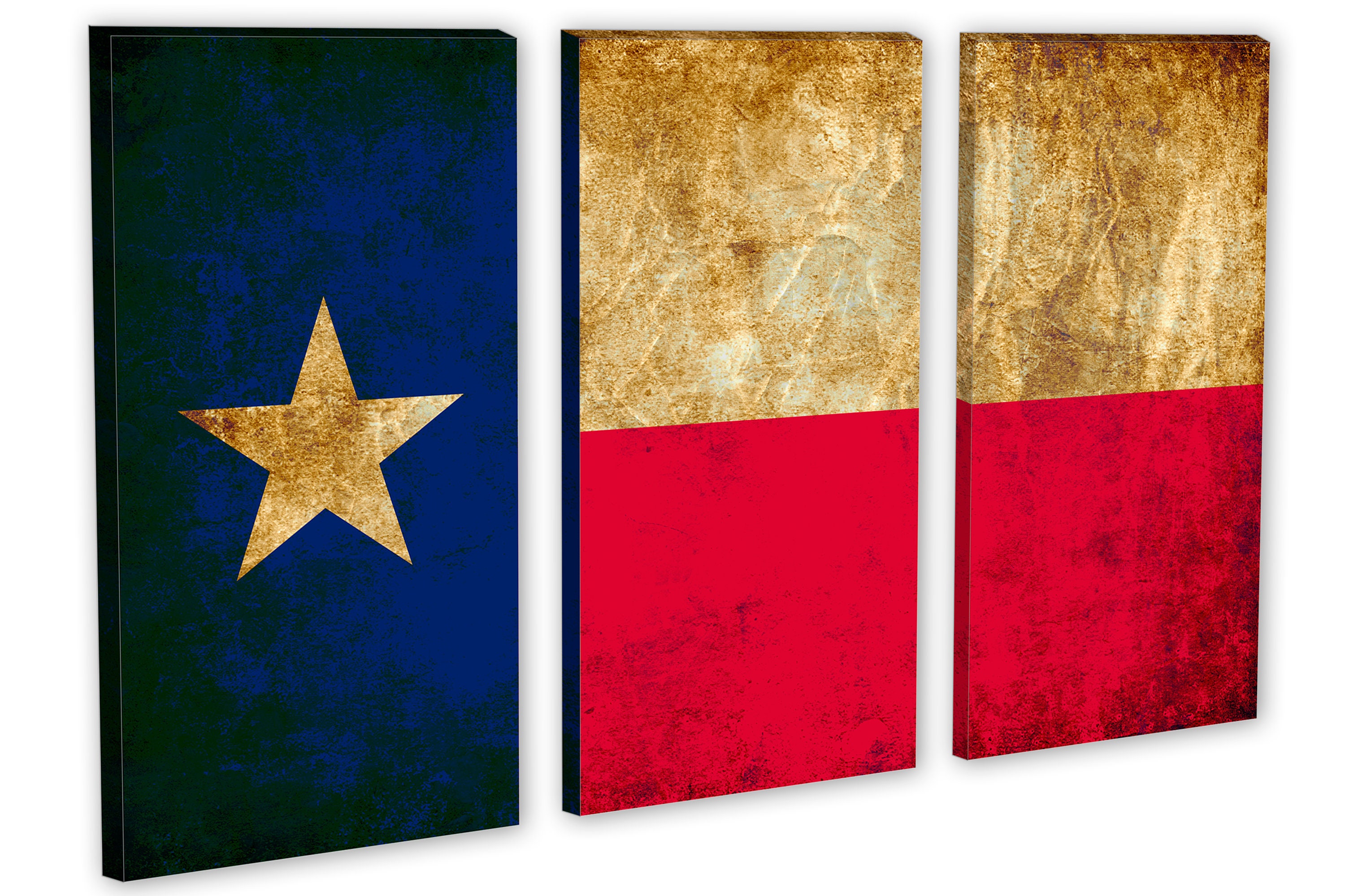 Texas State Flag Wall Art Canvas Print Rustic Grunge 3 panel Etsy