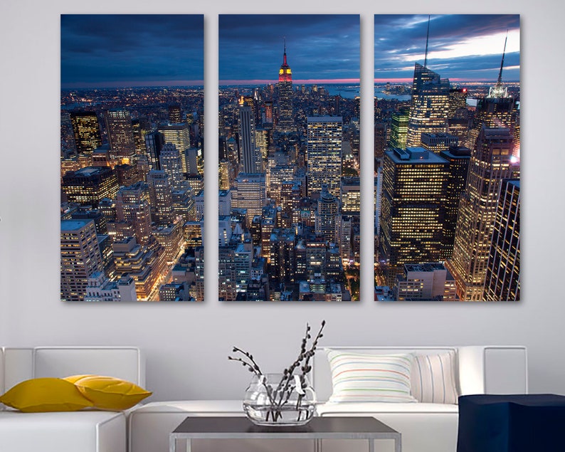 New York City evening skyline Canvas Print. NYC Wall Art. 3 | Etsy