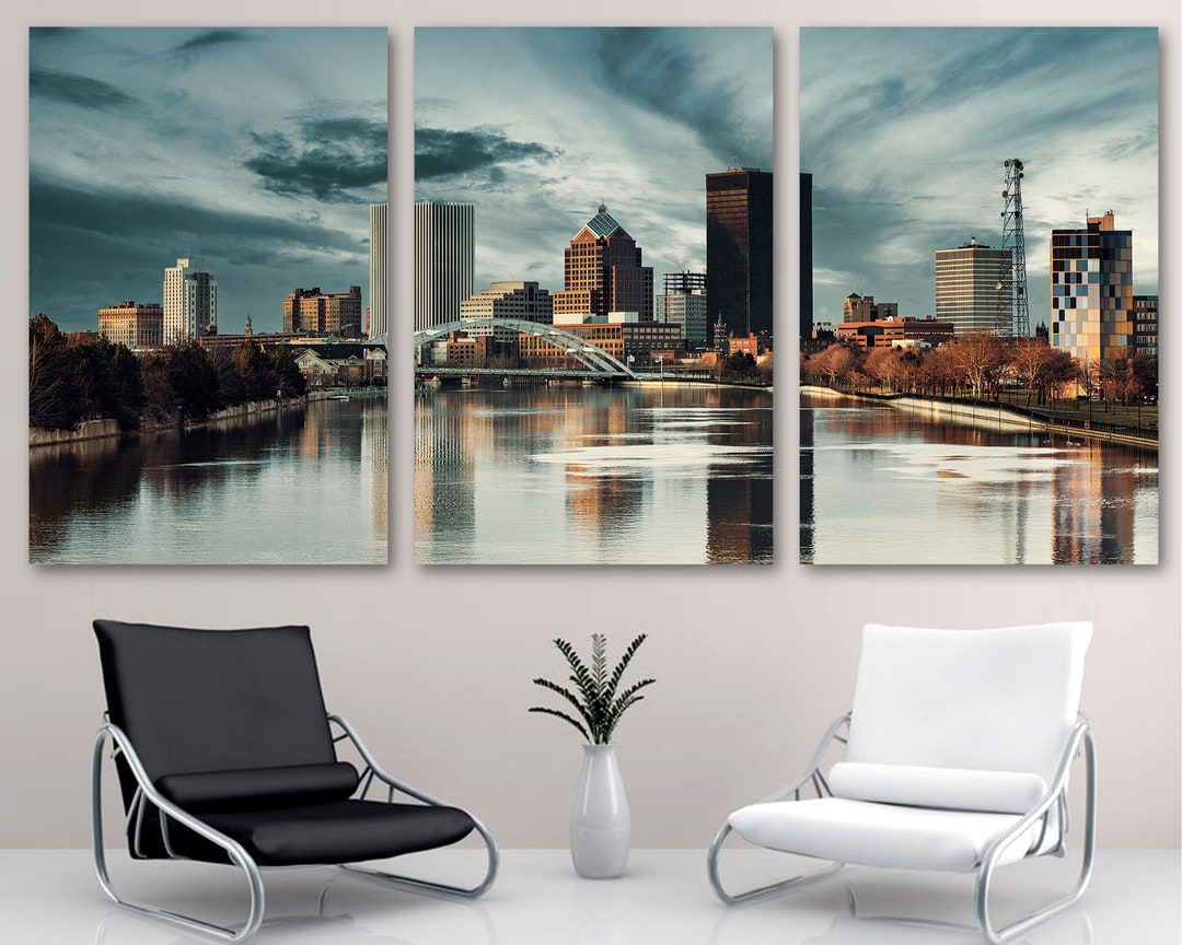 Rochester NY Skyline Wall Art Canvas Print. Rochester New York City Art ...