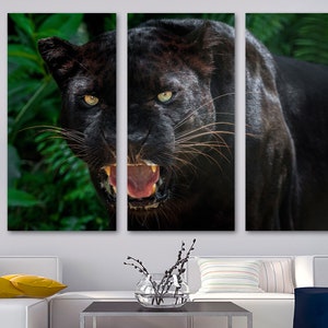 Black Panther wall art Portrait Canvas Print. Animal art, wildlife photography art - Giclee home art decor, wall decor, interior design