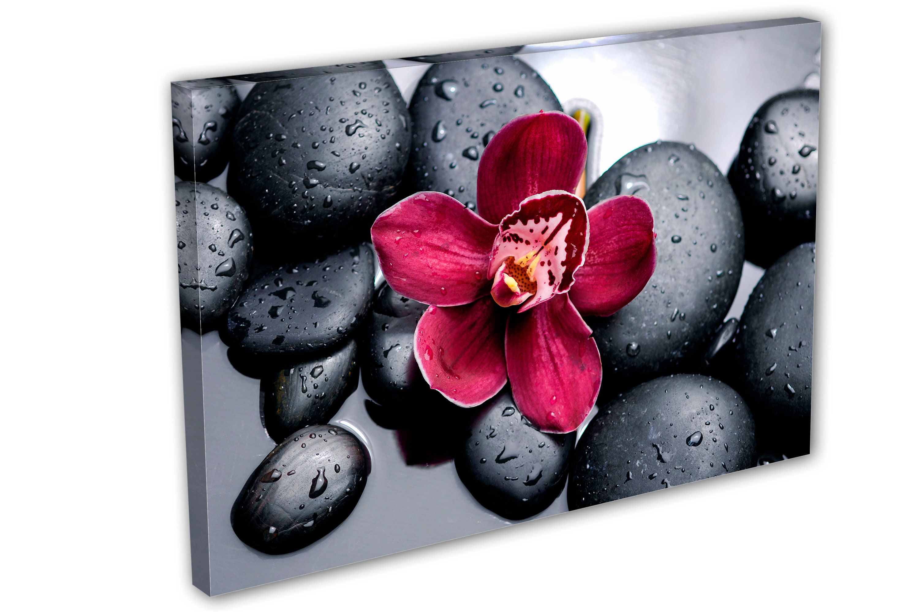 Red Orchid & Therapy Stones Canvas Print Wall Art. Spa Wall | Etsy