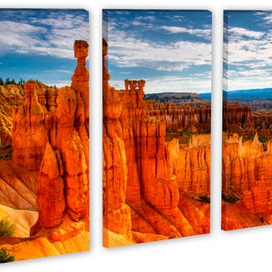 Thor's Hammer, Bryce Canyon, Utah 3 Panel Split, Triptych Canvas Print. Landscape photography for office wall decor, interior design image 3