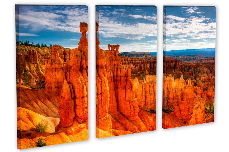 Thor's Hammer, Bryce Canyon, Utah 3 Panel Split, Triptych Canvas Print. Landscape photography for office wall decor, interior design image 3